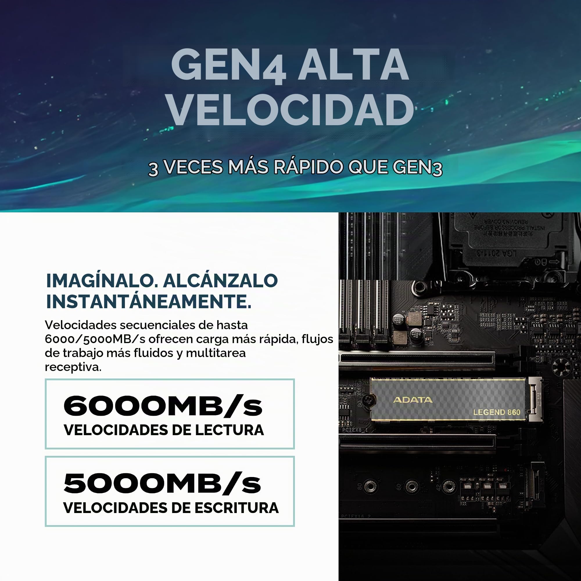Amazon.com: ADATA 2TB Legend 860 PCIe Gen4 x4 M.2 2280 SSD Disco